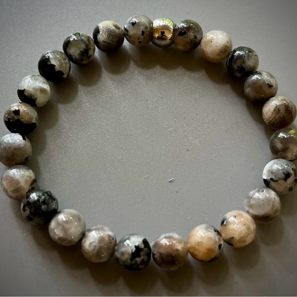 Natural Sunstone and Moonstone with Silver Handcrafted Bead Bracelet - Picture 5 of 5